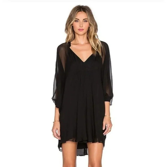 New Diane Von Furstenberg Fleurette Oversized Mini Dress Sz 0 Black Silk… - Picture 2 of 13